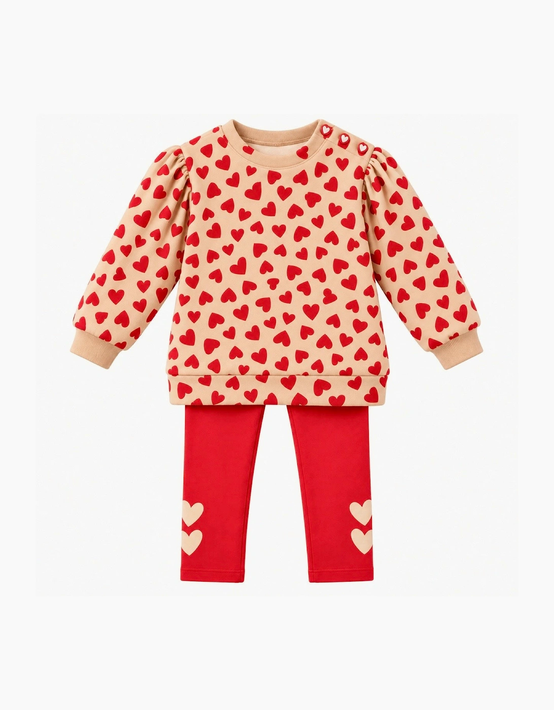 Girls Beige and Red Jersey Legging Set