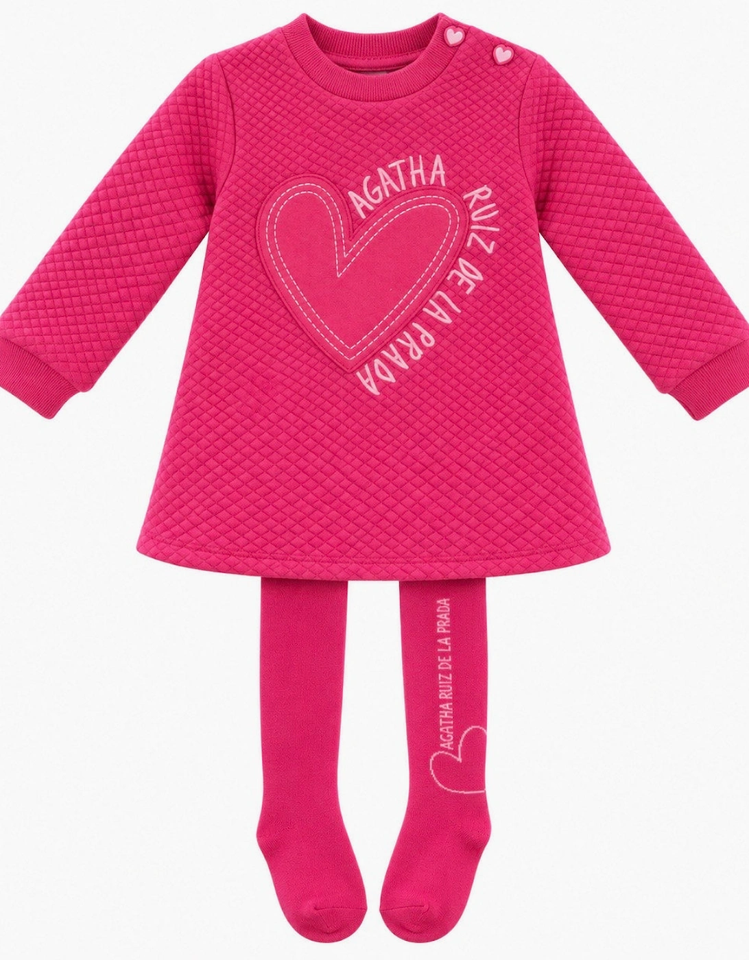 Girls Fuchsia Pink Jersey Dress with Tights