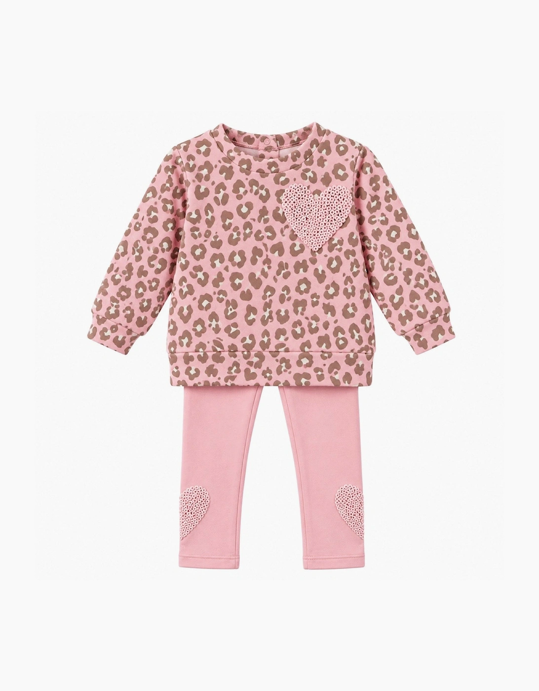 Girls Pale Pink Animal Jersey Legging Set