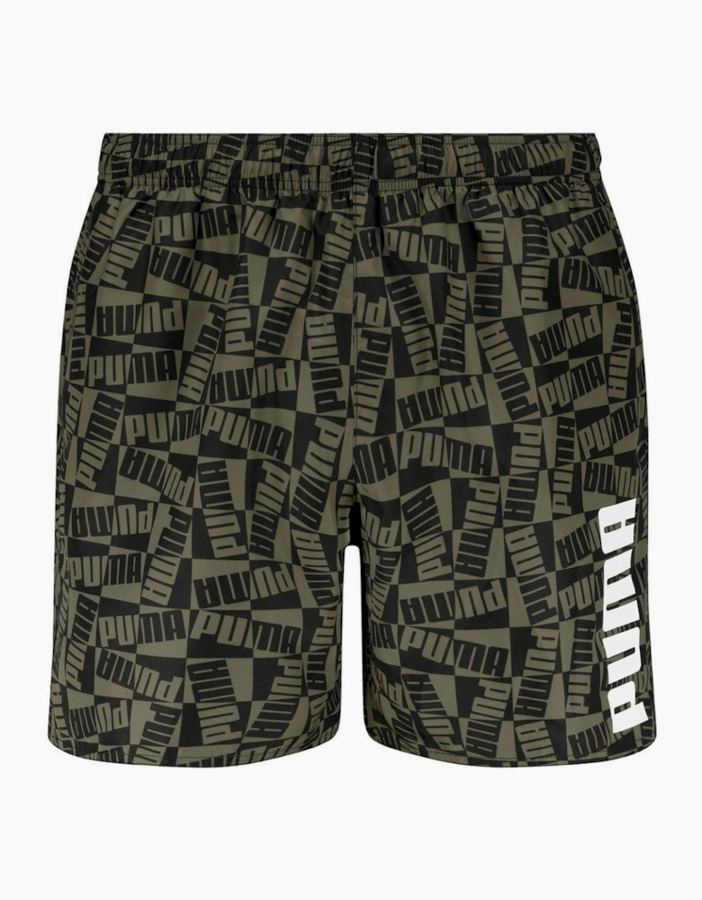 Printed Swim Trunks with Elastic Waistband