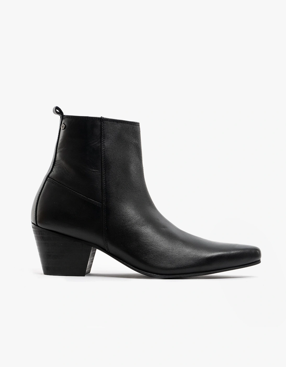 Club Cubano LENNON Mens Leather Winklepicker Cuban Heel Boots Black