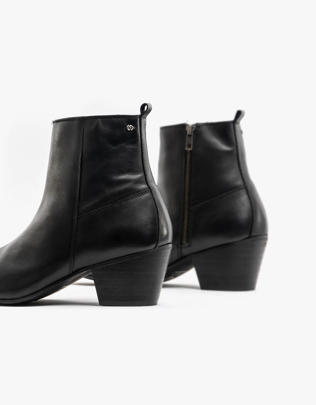 Club Cubano LENNON Mens Leather Winklepicker Cuban Heel Boots Black