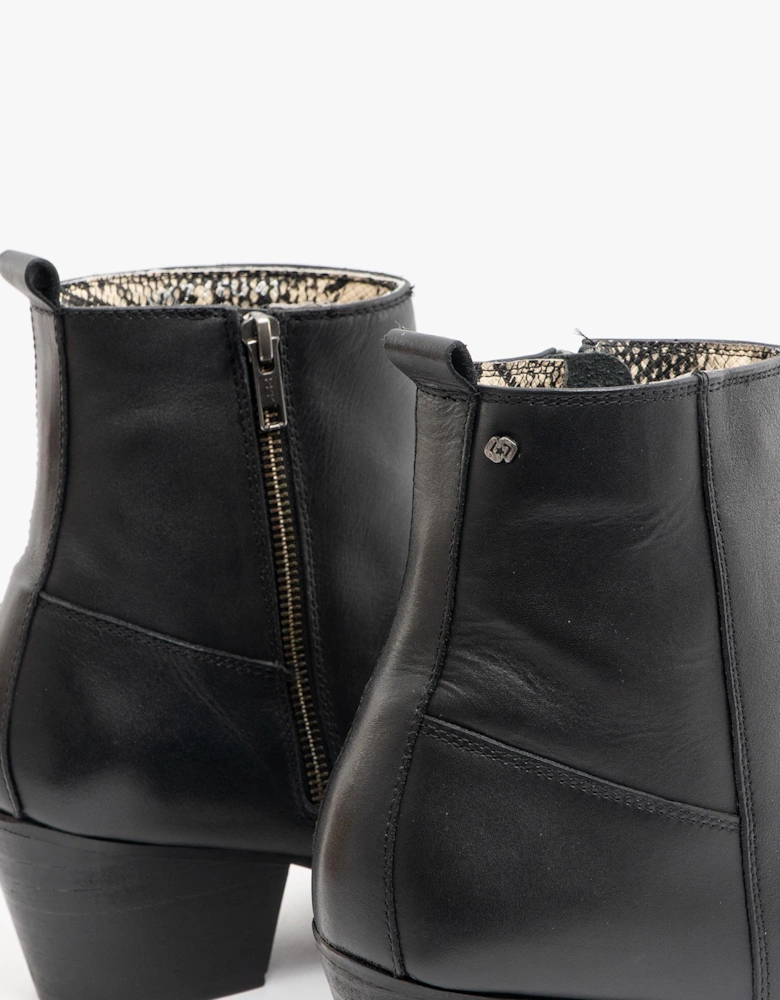 Club Cubano LENNON Mens Leather Winklepicker Cuban Heel Boots Black
