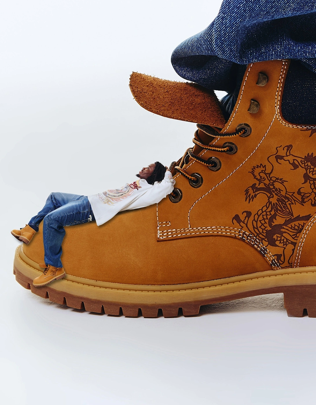Ed Hardy Dancing Dragon Nubuck Men's Tan Boots