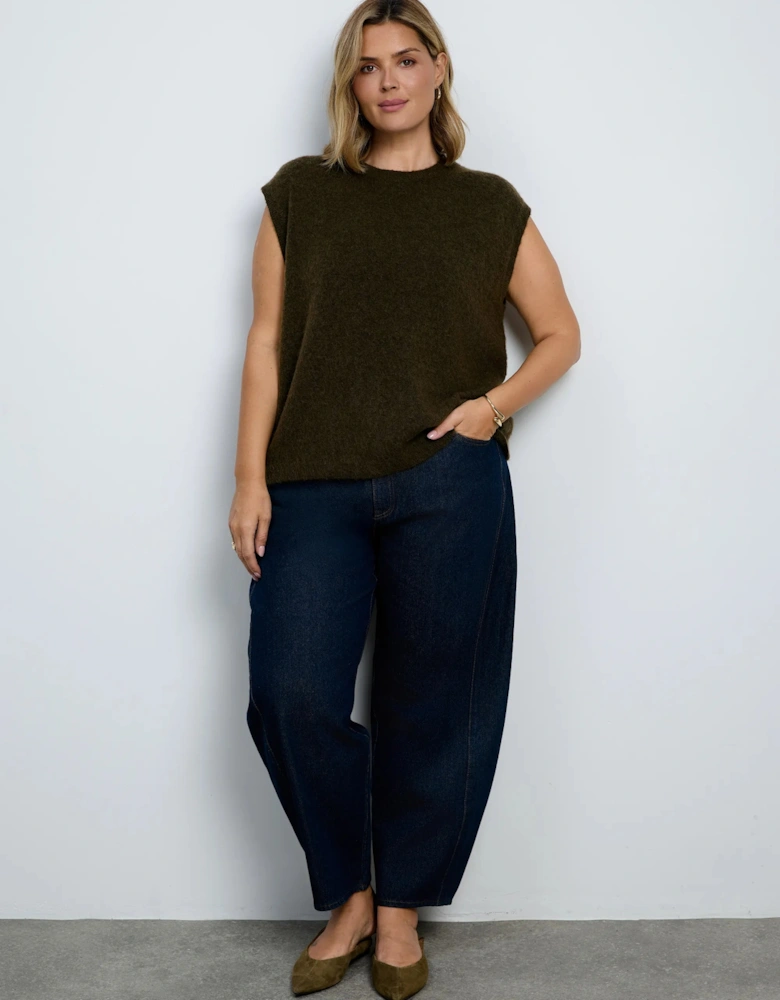 Olive Green Mohair Blend Knitted Vest