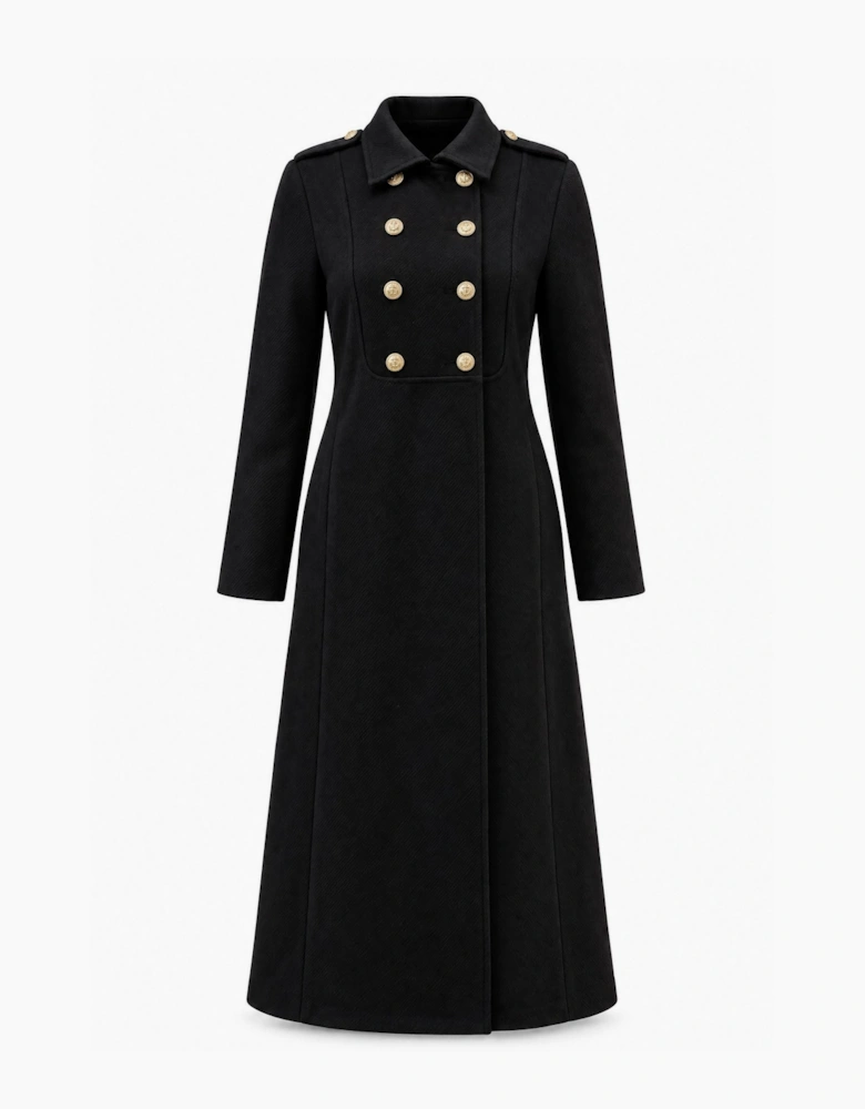 Black Military Long Coat