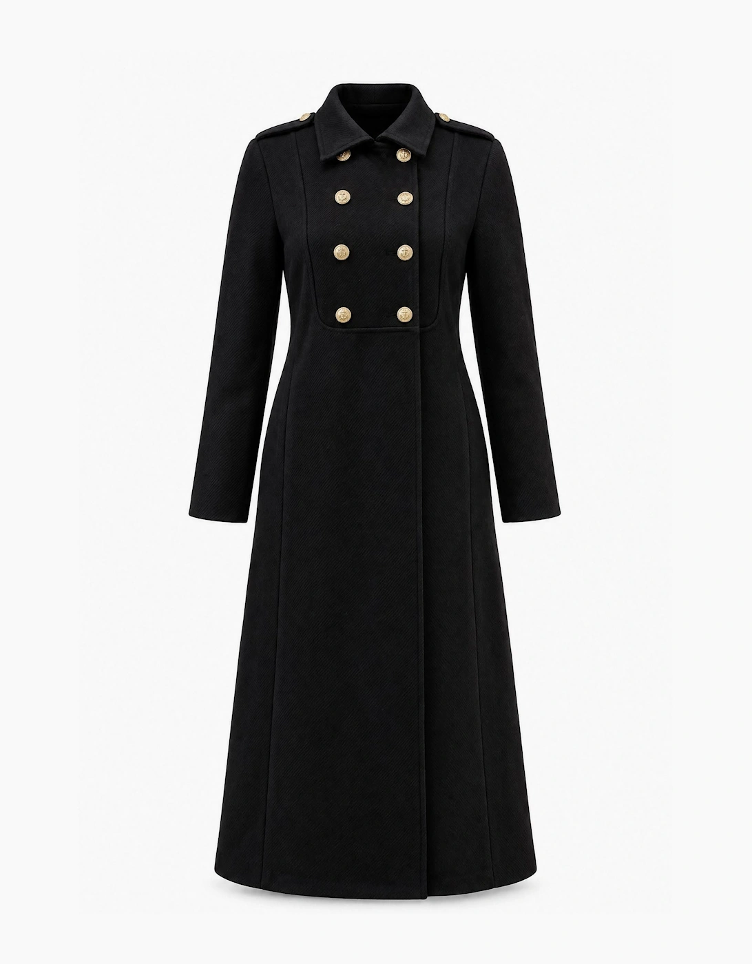 Black Military Long Coat