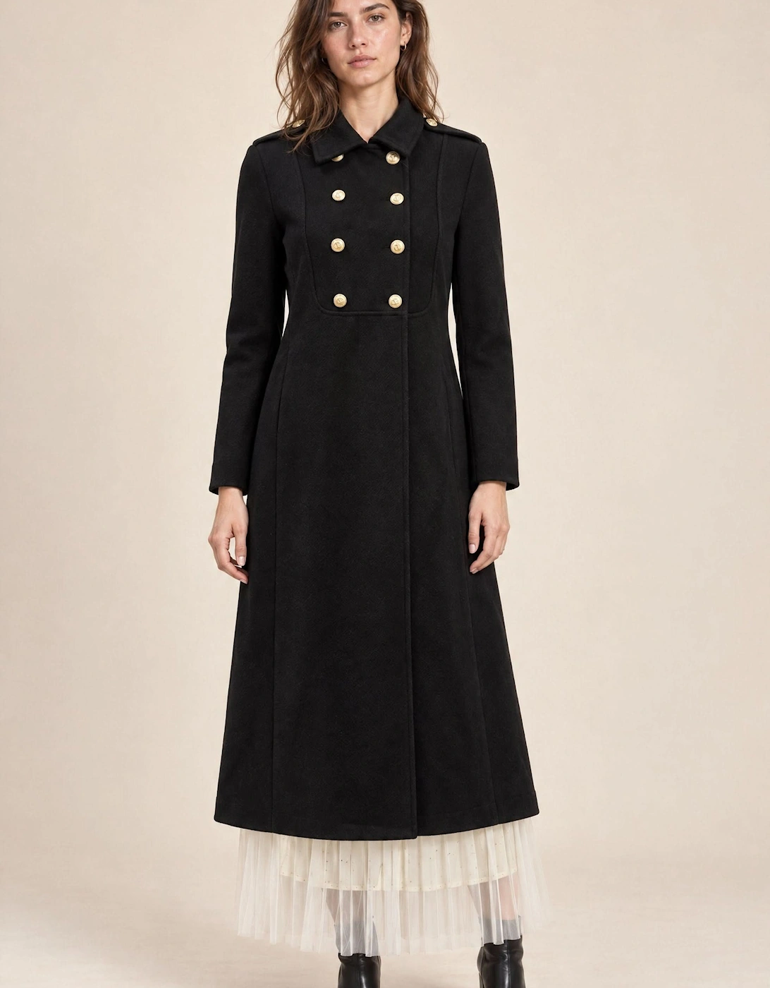 Black Military Long Coat
