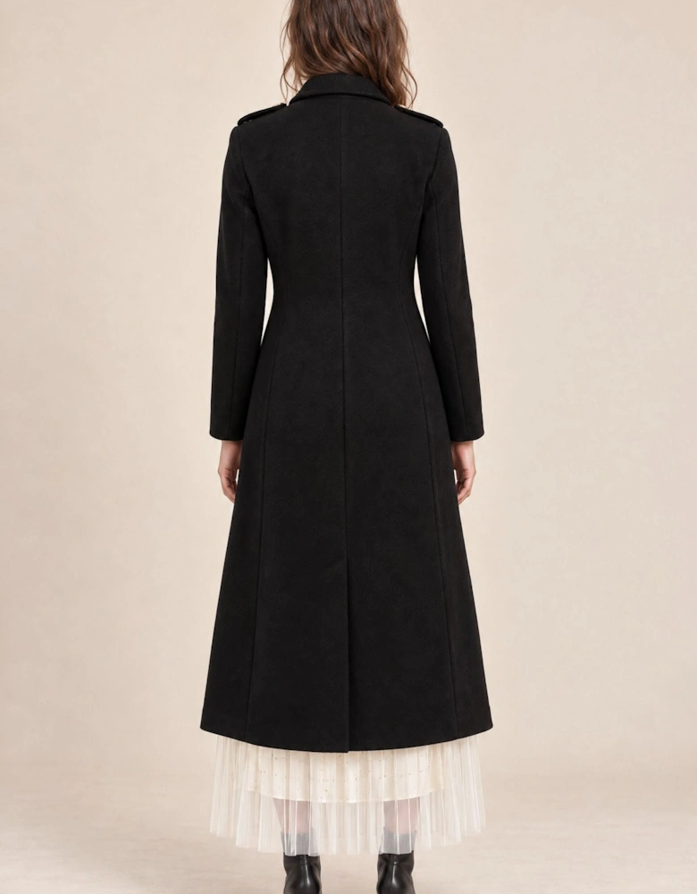 Black Military Long Coat