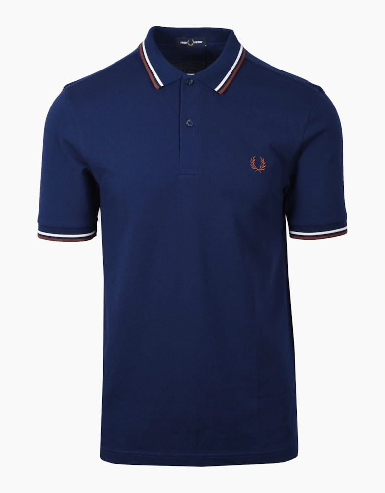 Fred Perry Twin Tipped Polo Shirt French Navy/Ecru/Brown