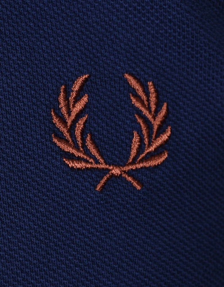 Fred Perry Twin Tipped Polo Shirt French Navy/Ecru/Brown
