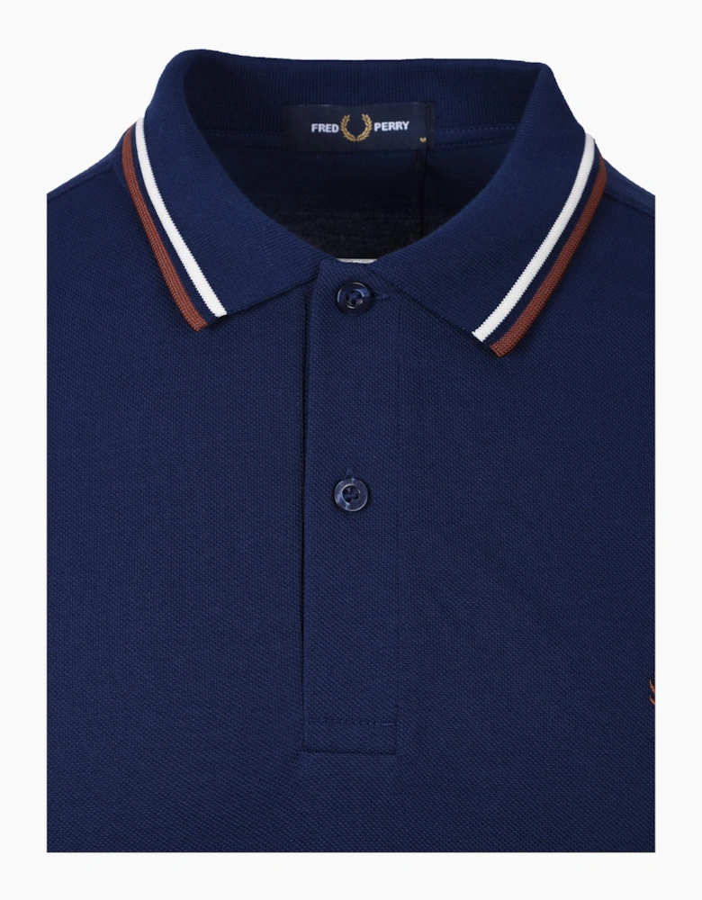 Fred Perry Twin Tipped Polo Shirt French Navy/Ecru/Brown