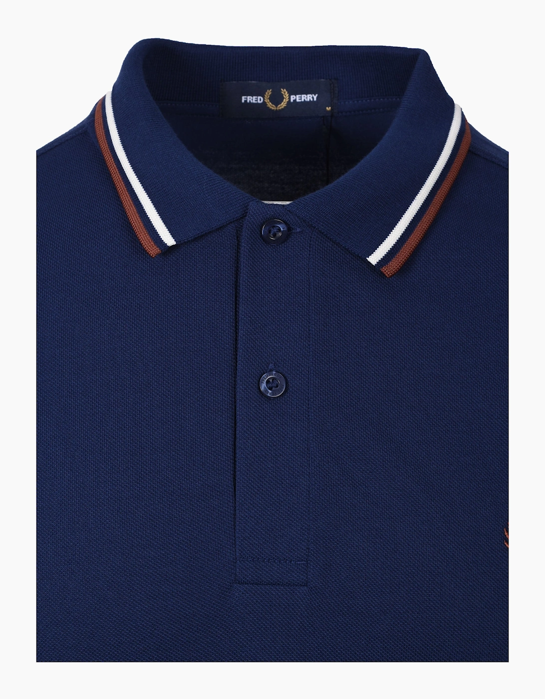 Fred Perry Twin Tipped Polo Shirt French Navy/Ecru/Brown