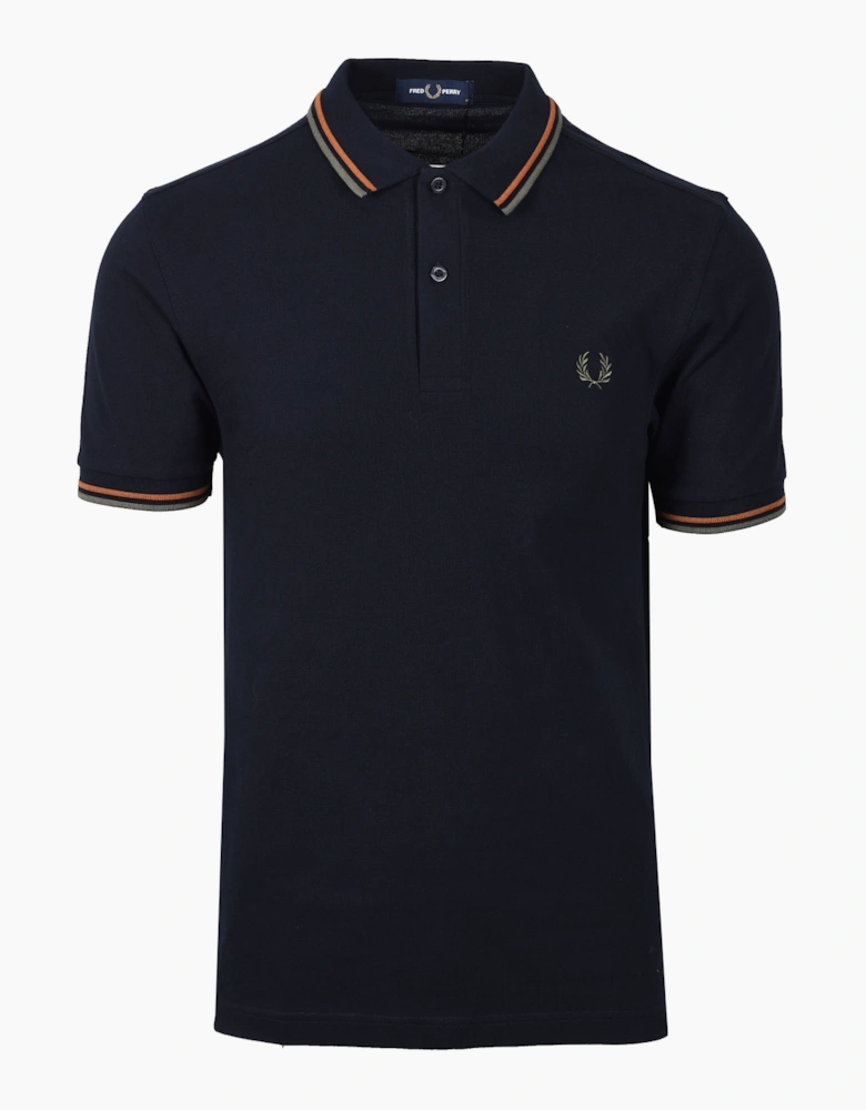 Fred Perry Twin Tipped Polo Shirt Navy/Nut Flake/Field Green
