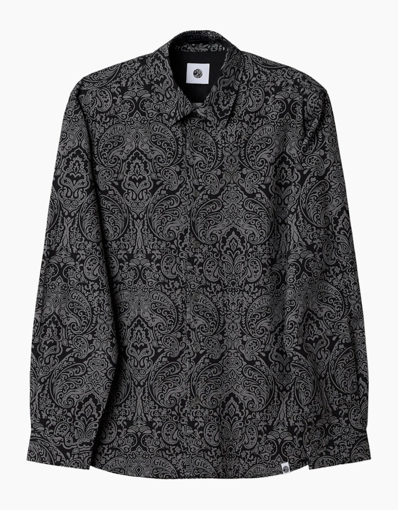 Pretty Green Rave on Linear Paisley Shirt BLACK