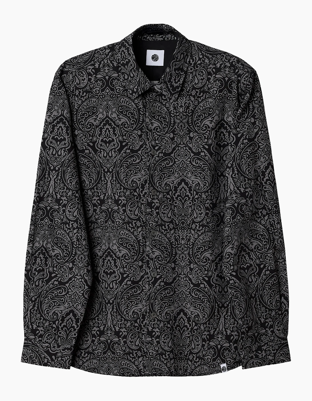 Pretty Green Rave on Linear Paisley Shirt BLACK