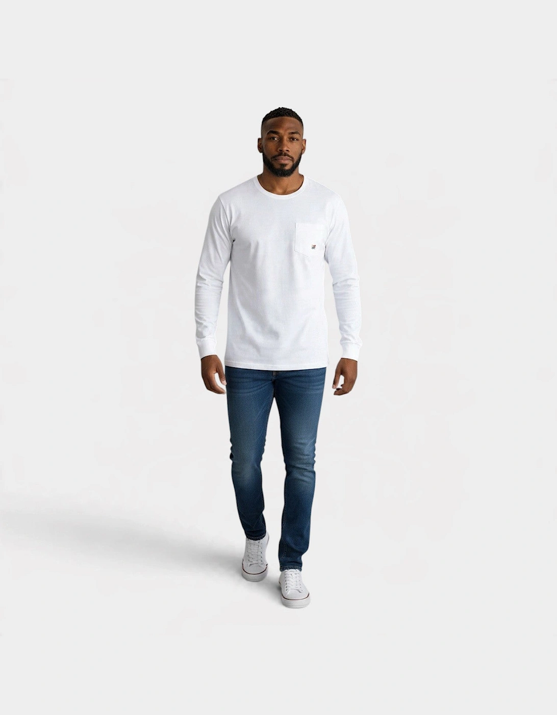 Long-Sleeve Crest Pocket Tee White