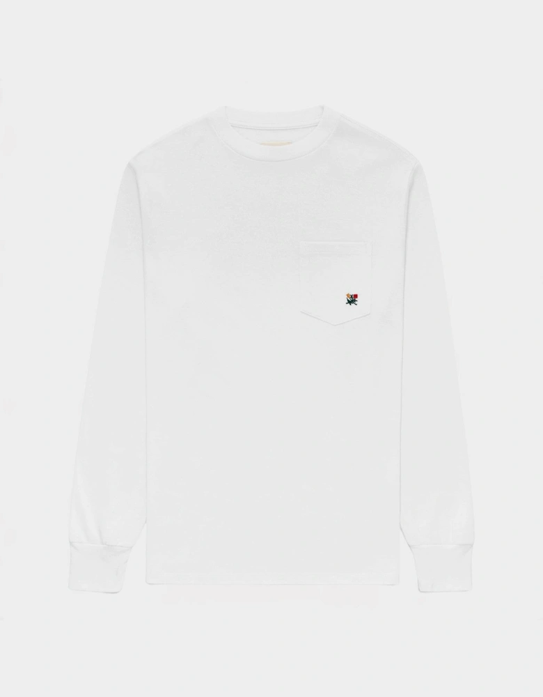Long-Sleeve Crest Pocket Tee White