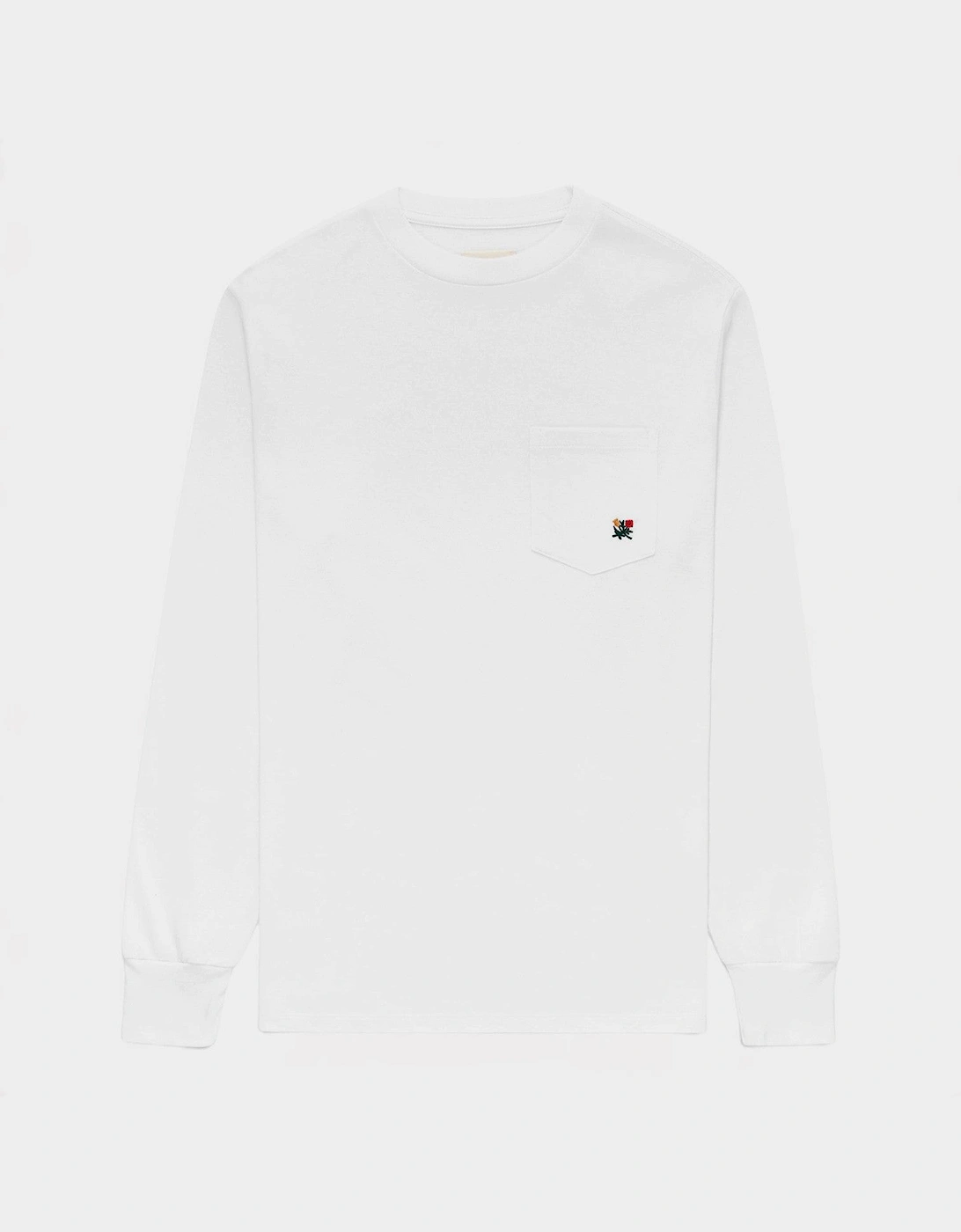 Long-Sleeve Crest Pocket Tee White