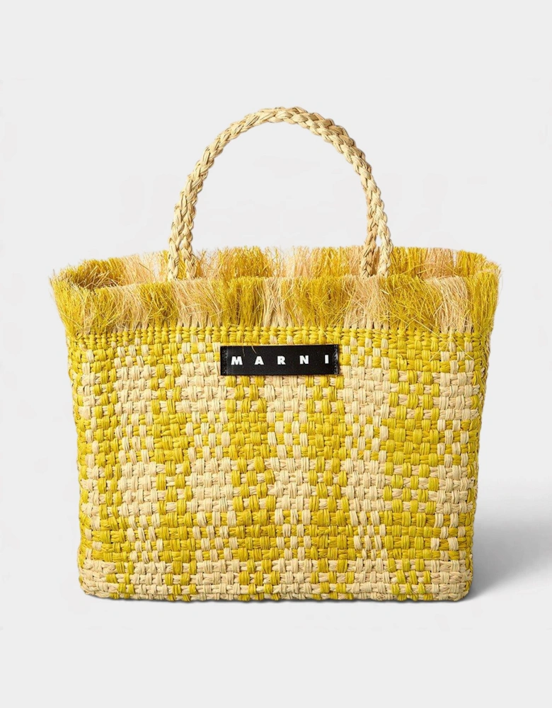 Iraca Palm Med Tote Bag Lemon Yellow