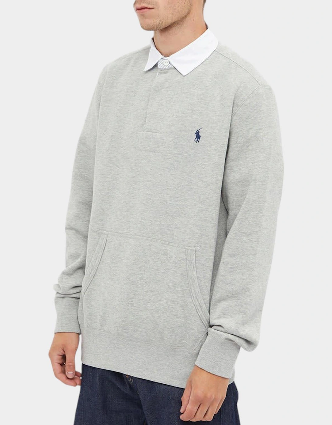 Kangaroo Pocket Jersey Rugby Shirt Andover Heather Grey