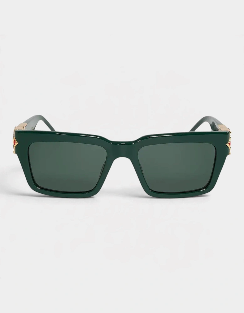 Gold Plated Monogram Plaque Sunglasses Green