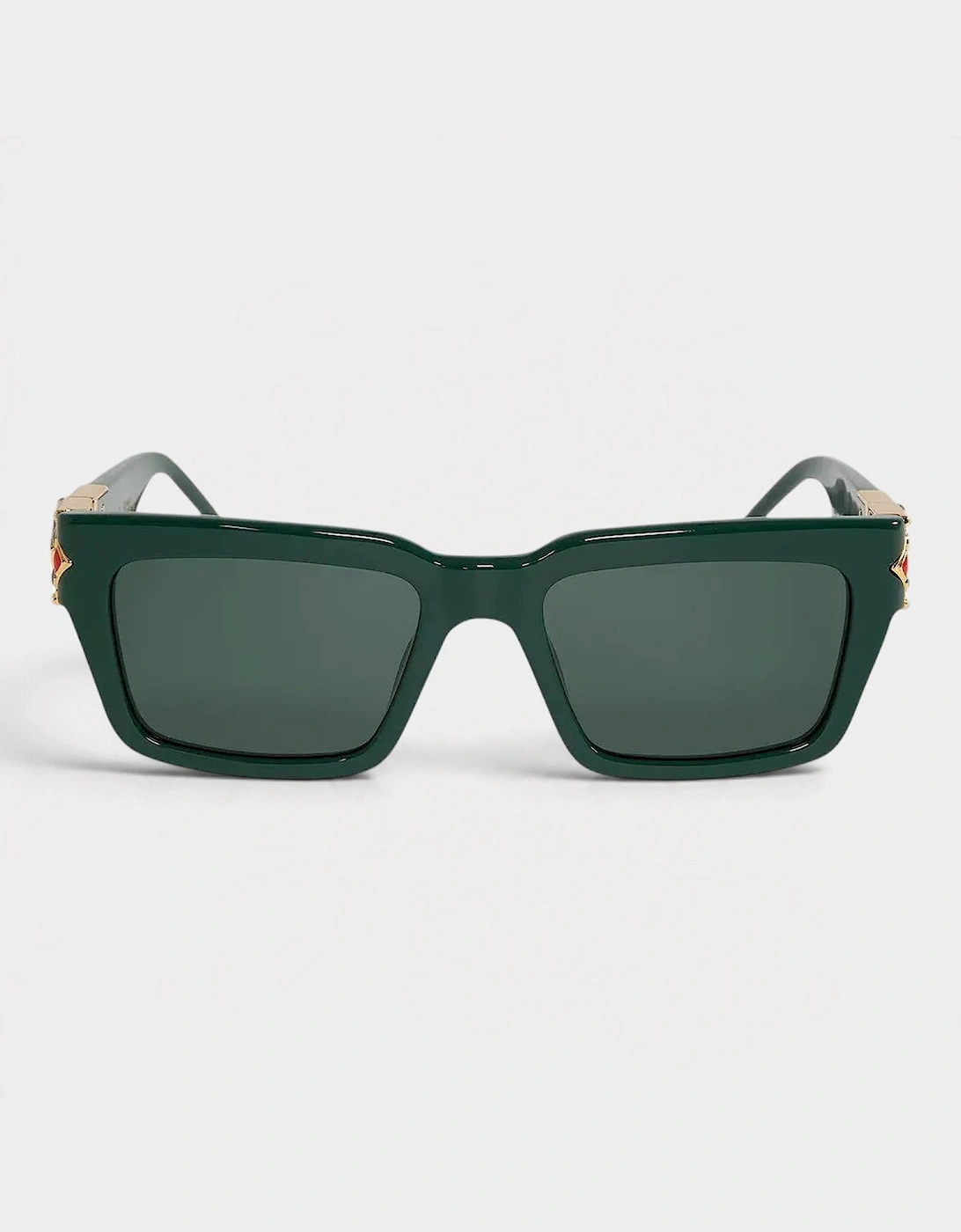 Gold Plated Monogram Plaque Sunglasses Green