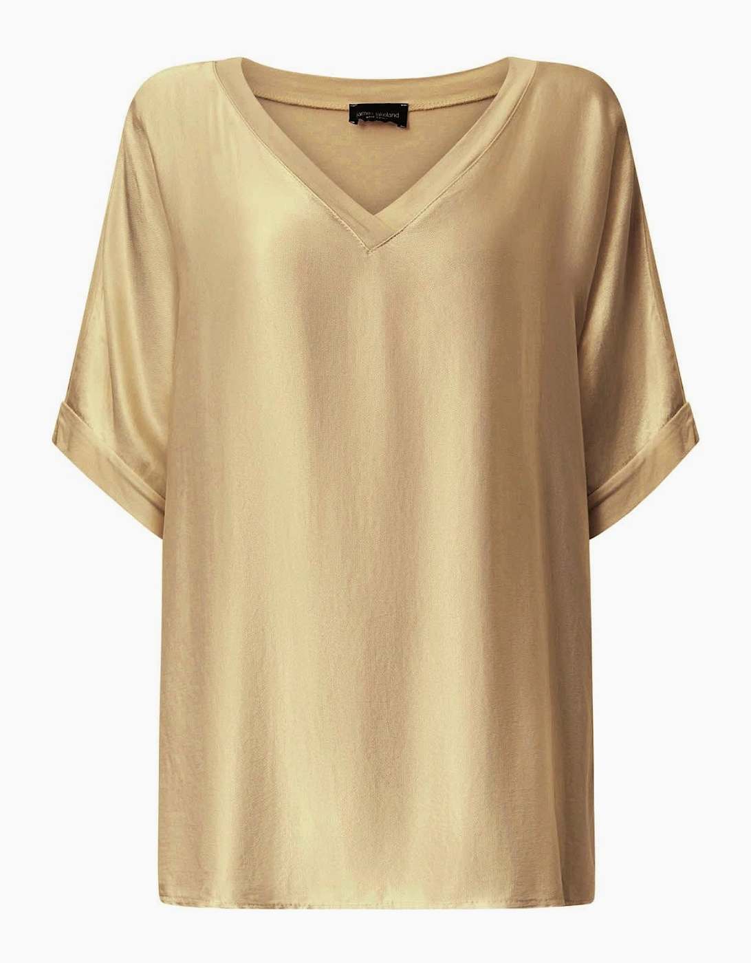 Camel V-Neck Relaxed Fit Top