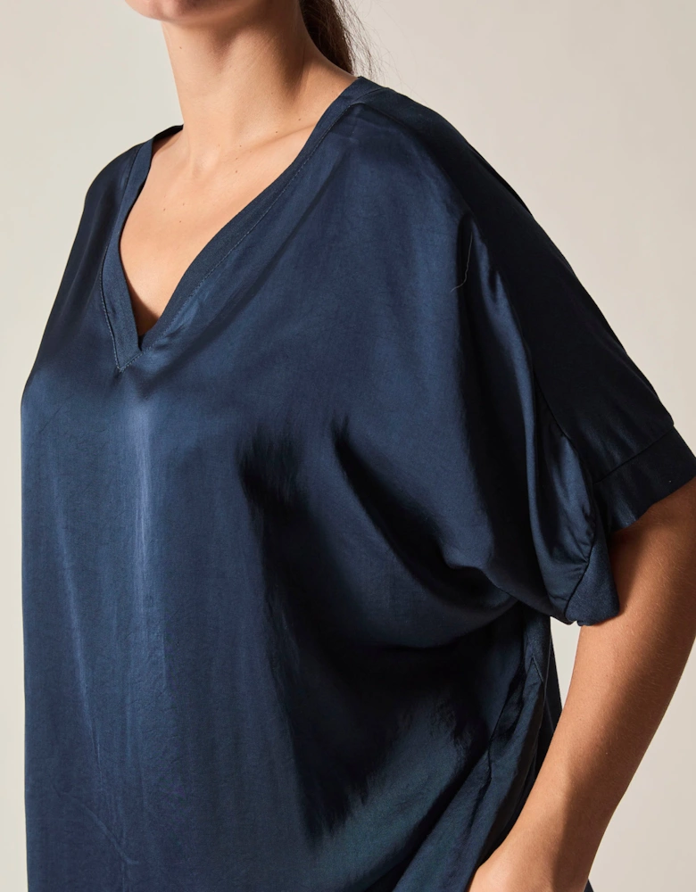Navy V-Neck Relaxed Fit Top