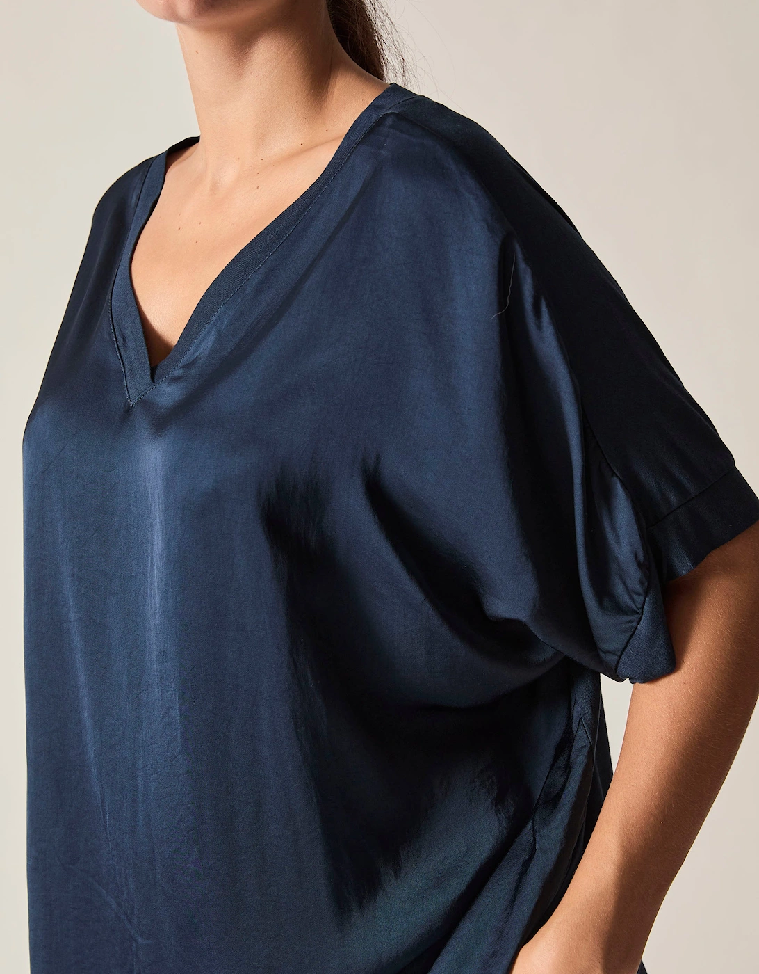 Navy V-Neck Relaxed Fit Top