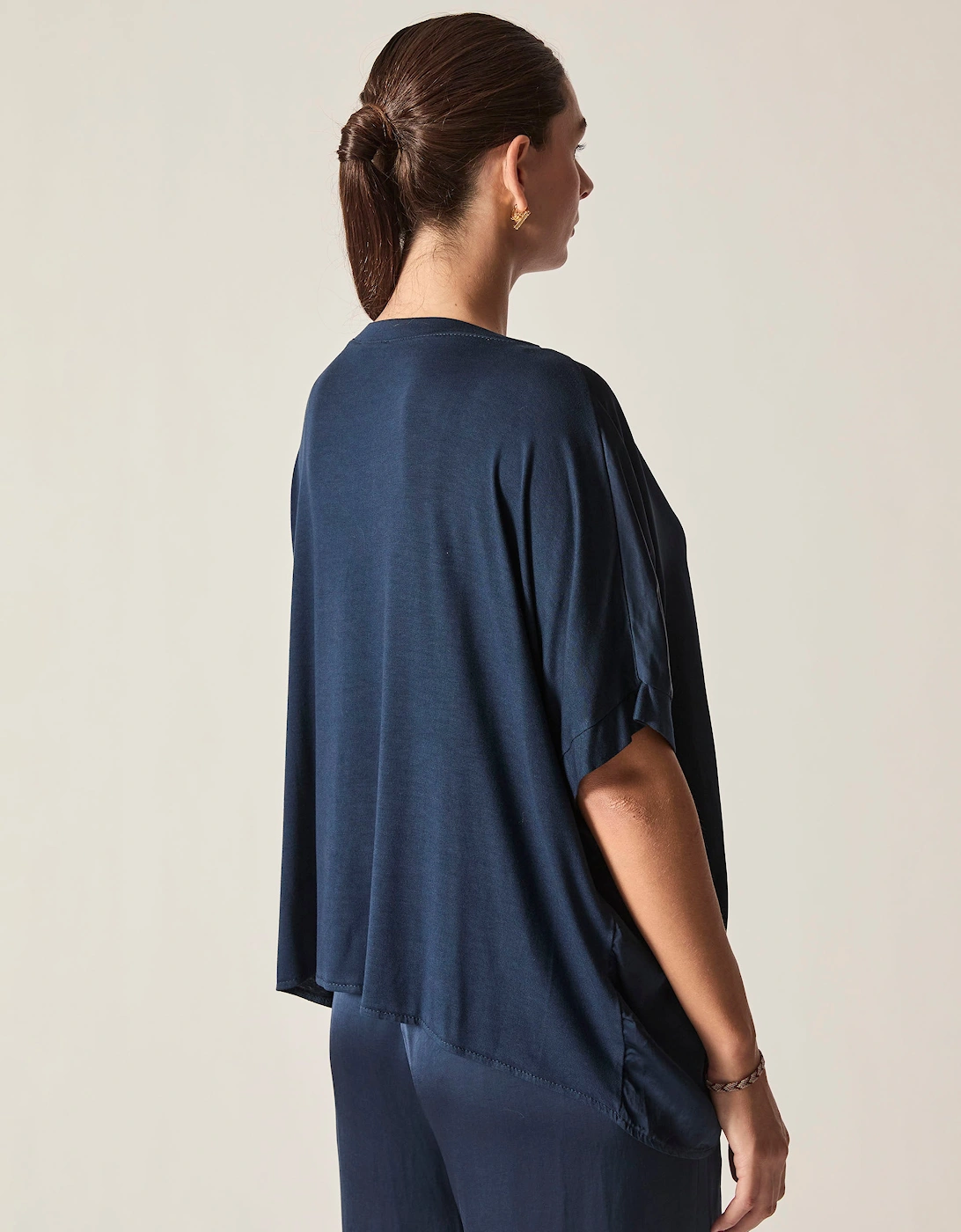 Navy V-Neck Relaxed Fit Top