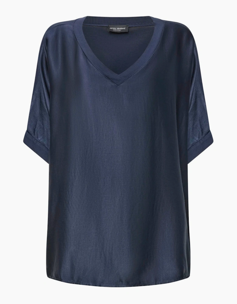 Navy V-Neck Relaxed Fit Top