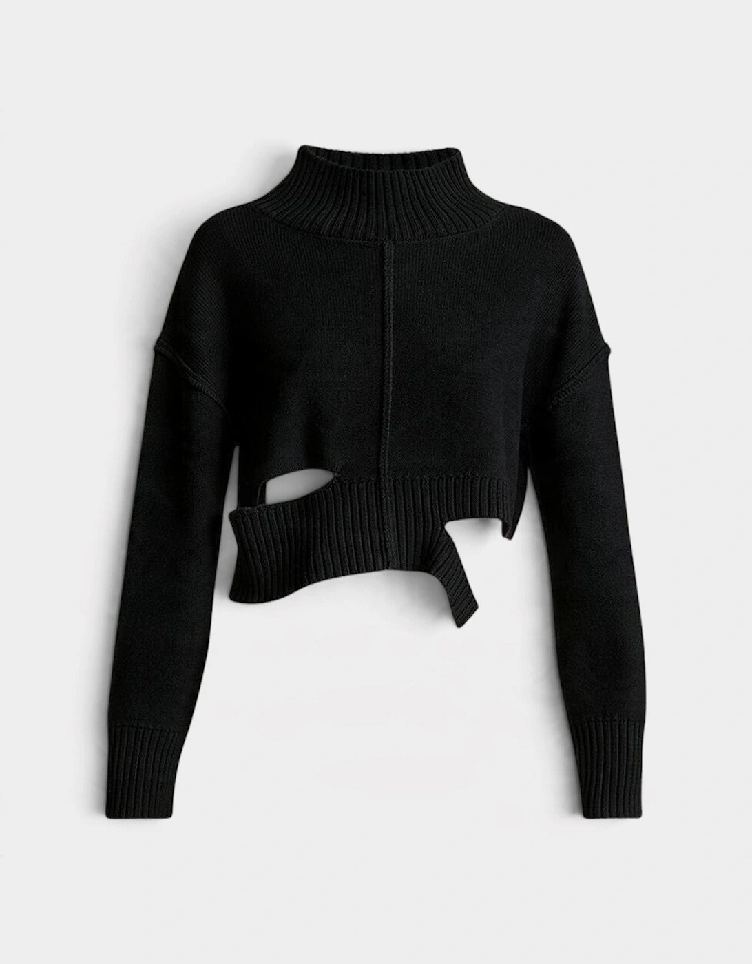MM6 Distressed Boxy Cropped Sweater Froth Black