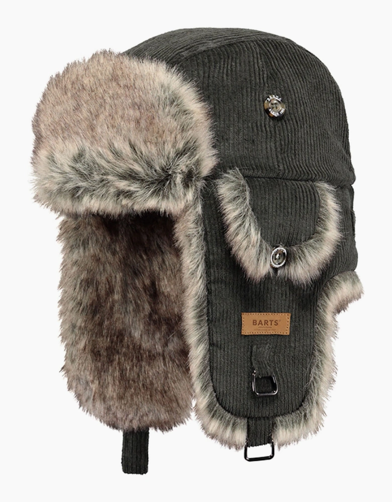 Barts Rib Cord Faux Fur Lining Strap Bomber Hat
