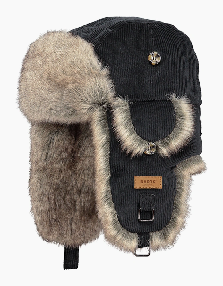 Barts Rib Cord Faux Fur Lining Strap Bomber Hat