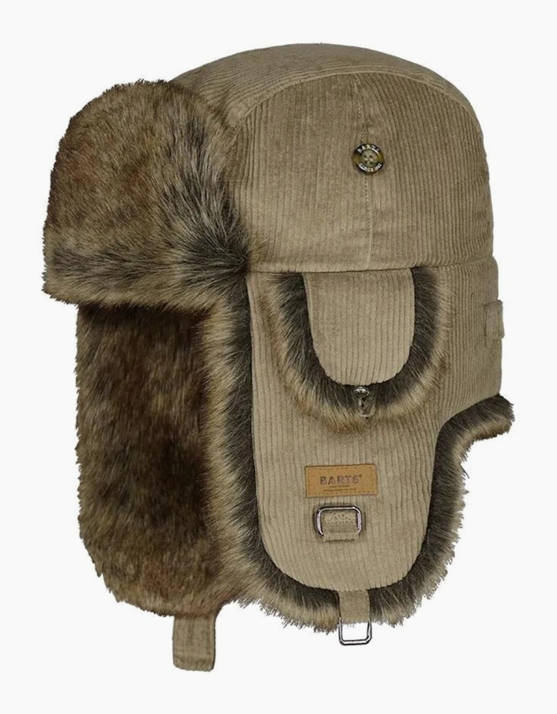 Barts Rib Cord Faux Fur Lining Strap Bomber Hat
