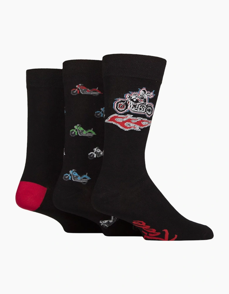 Lazy Panda Novelty Bamboo Socks 3 Pack BLACK