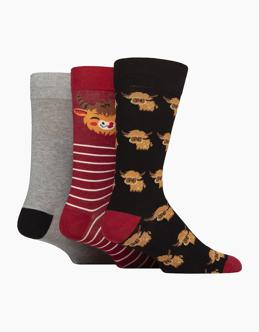 Lazy Panda Novelty Bamboo 3 Pack Socks BLACK/GREY