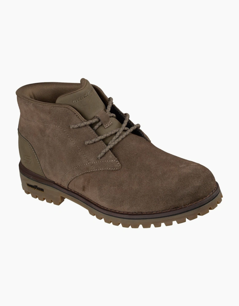Skechers Quintero Damien Leather Men's Dark Taupe Ankle Boots