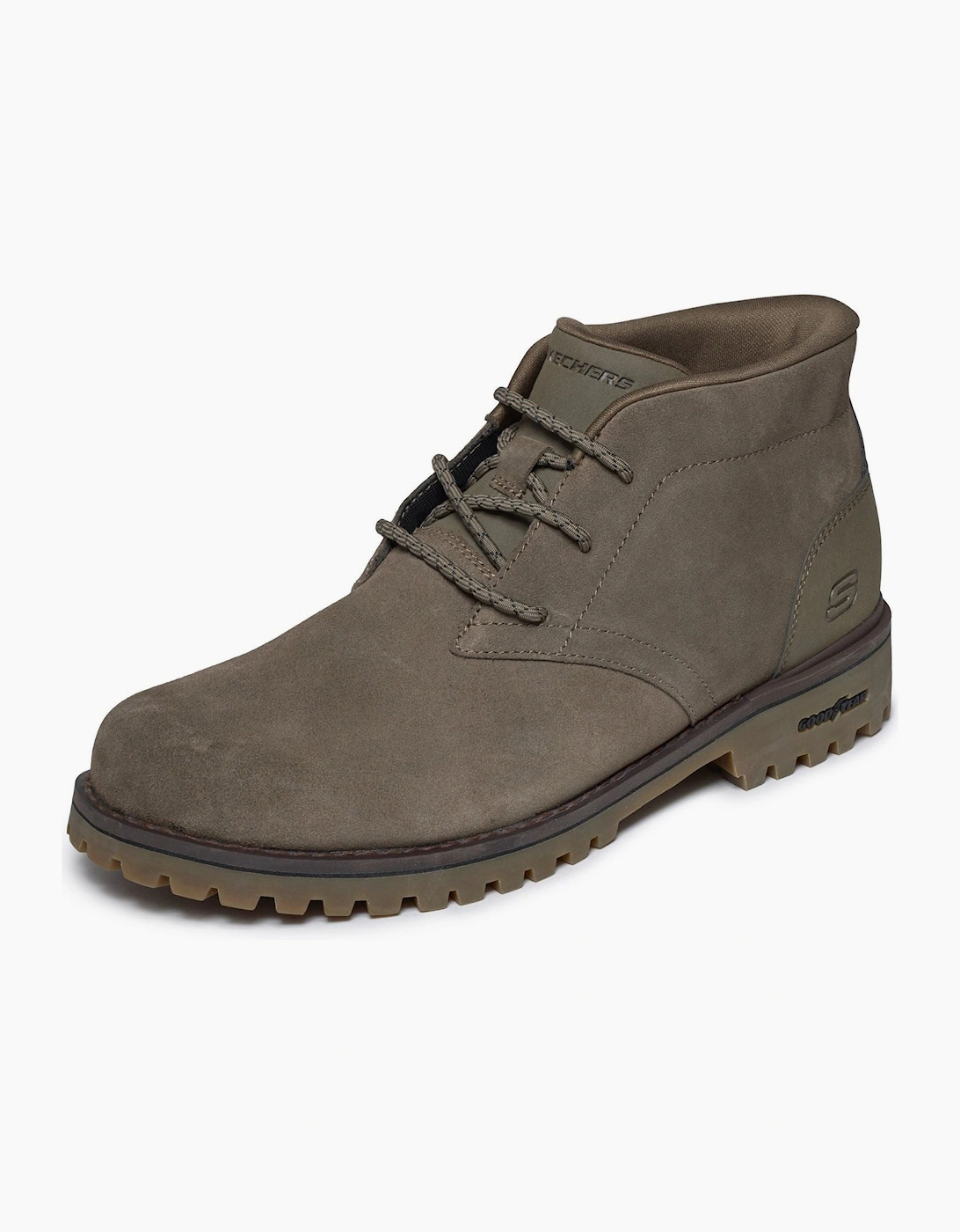 Skechers Quintero Damien Leather Men's Dark Taupe Ankle Boots