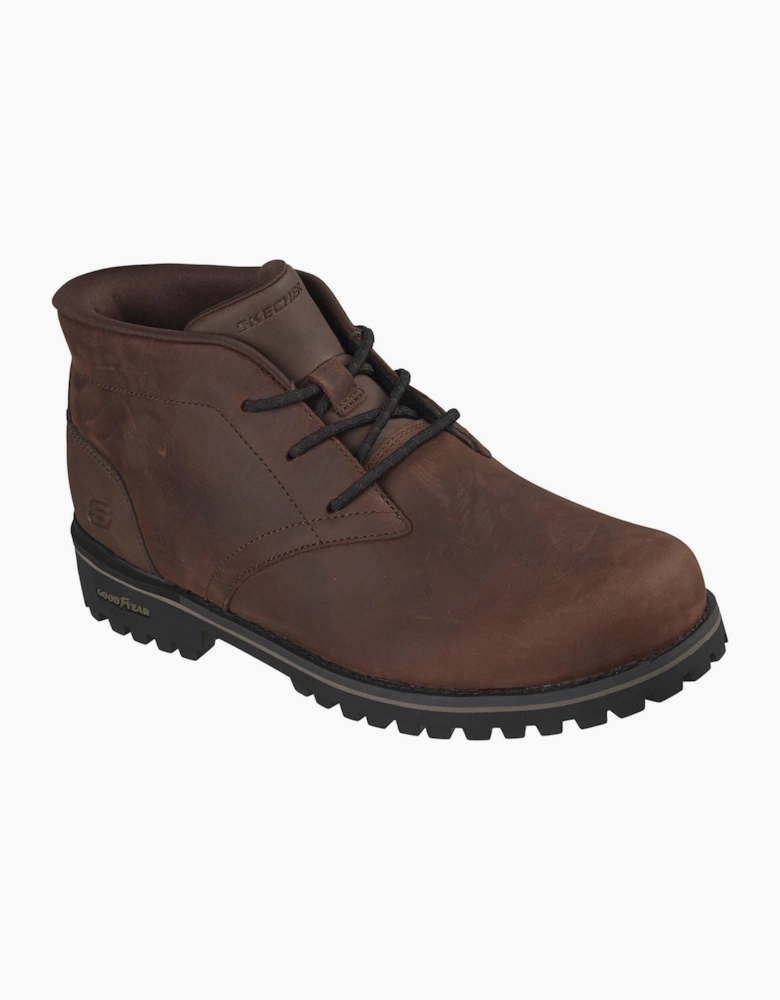 Skechers Quintero Damien Leather Men's Dark Brown Ankle Boots