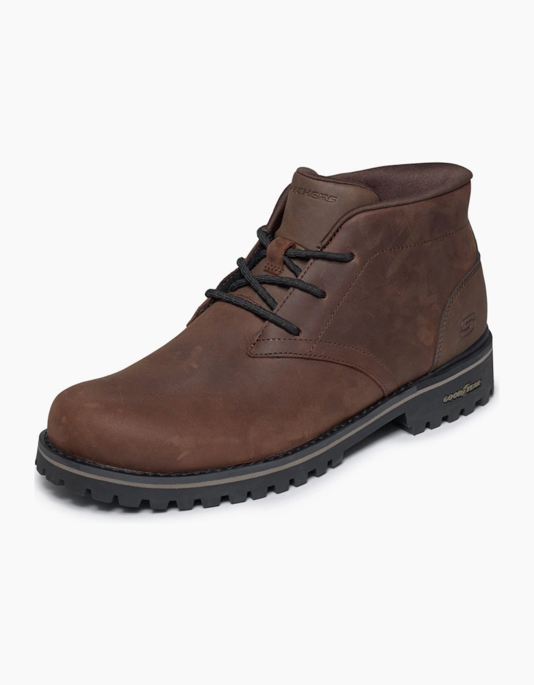 Skechers Quintero Damien Leather Men's Dark Brown Ankle Boots
