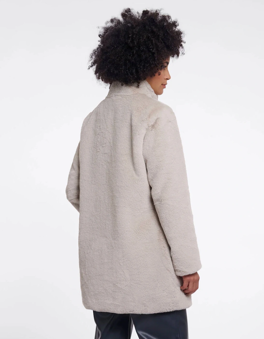 Rino & Pelle Nonna Womens Single Breasted Faux Fur Coat - Birch
