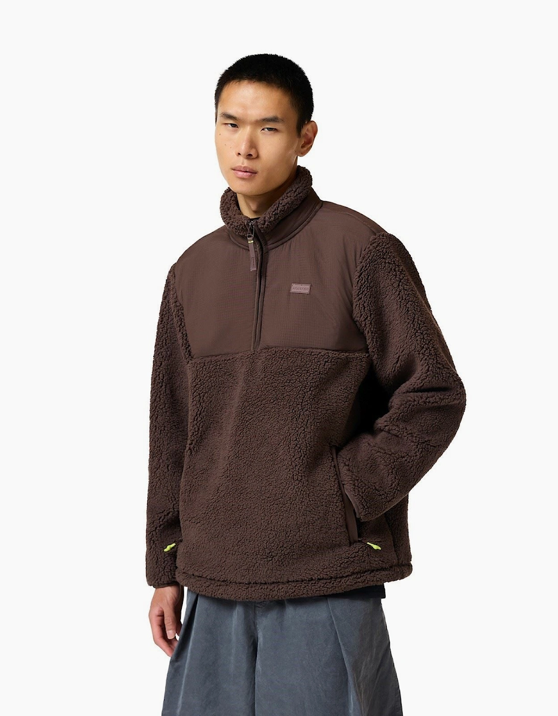 Hunter Elements 1/4 Zip Borg Polyester Men's Brown Fleece Pullover