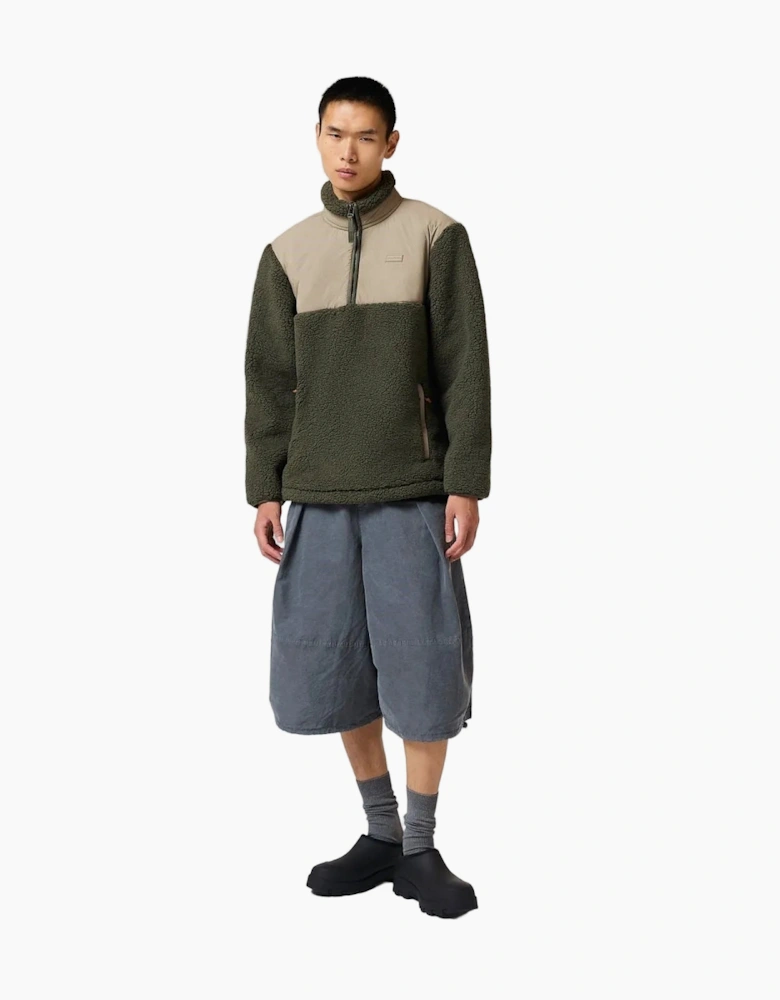 Hunter Elements 1/4 Zip Borg Fleece Polyester Men's Green Fleece Pullover