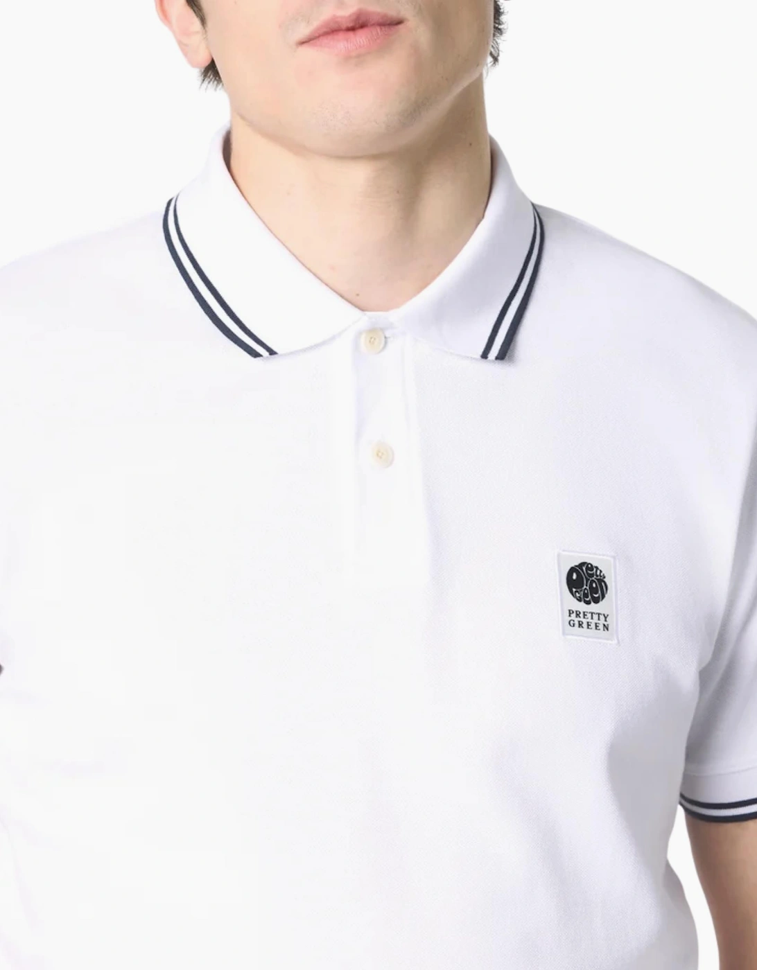 Pretty Green Rayner SS White Polo