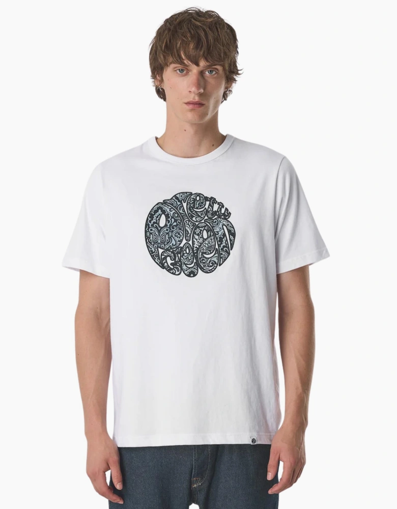 Pretty Green Rave On Paisley Logo White T-Shirt