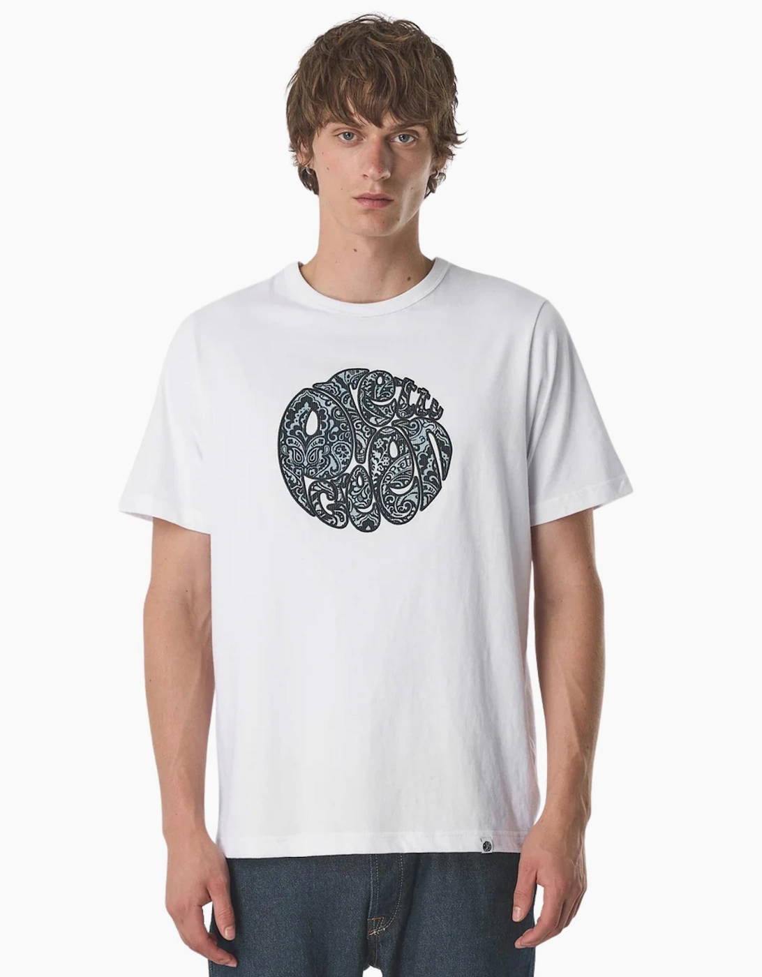 Pretty Green Rave On Paisley Logo White T-Shirt