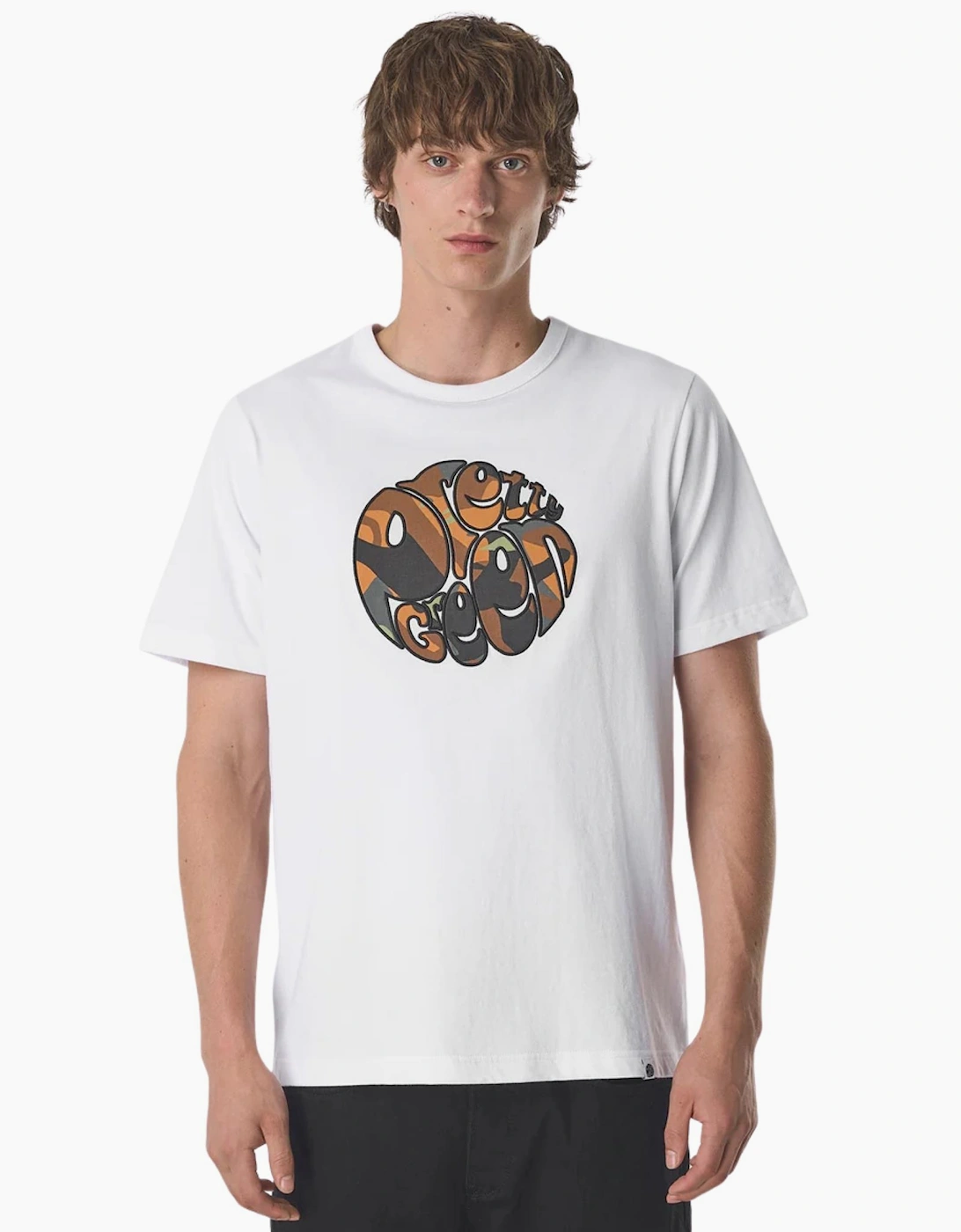 Pretty Green Rave Camo Logo White T-Shirt