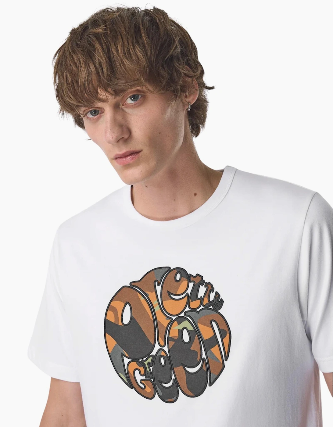 Pretty Green Rave Camo Logo White T-Shirt